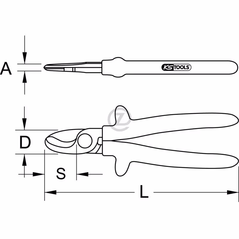 Coupe-câble à une main, 1000 V, 215mm