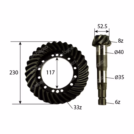 Couple conique 8/33 dents Massey Ferguson 3429424M92