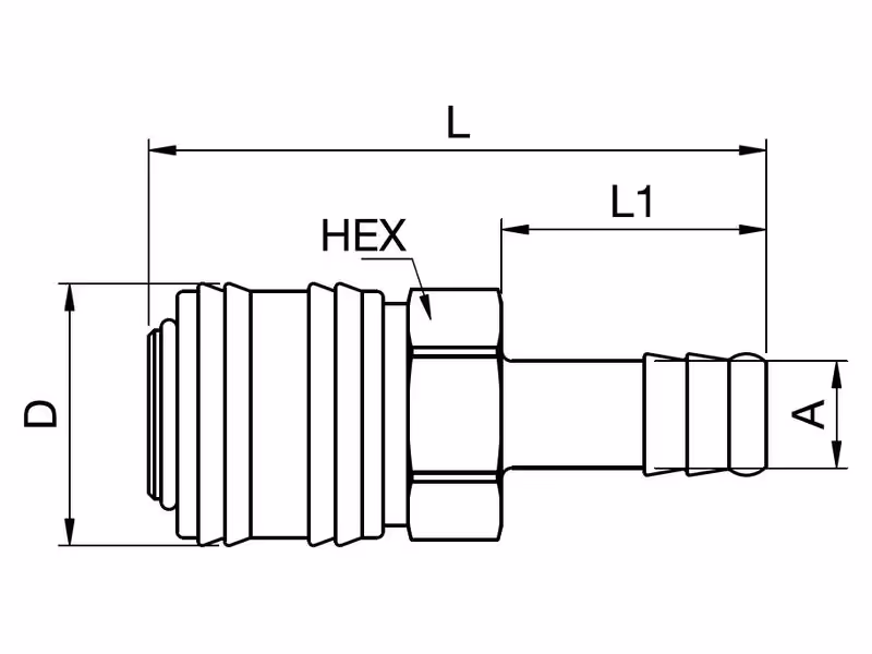 Coupler Hose Barb - 10mm - ref 26KATF10MPX