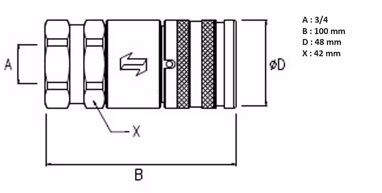 Coupleur Face plane 3/4 femelle BSP 