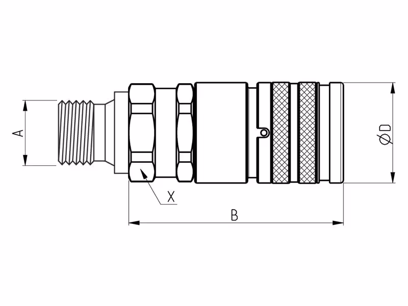 Coupleur face plane Femelle Stauff 3/8'', filetage Filetage mâle M18 x 1.50
