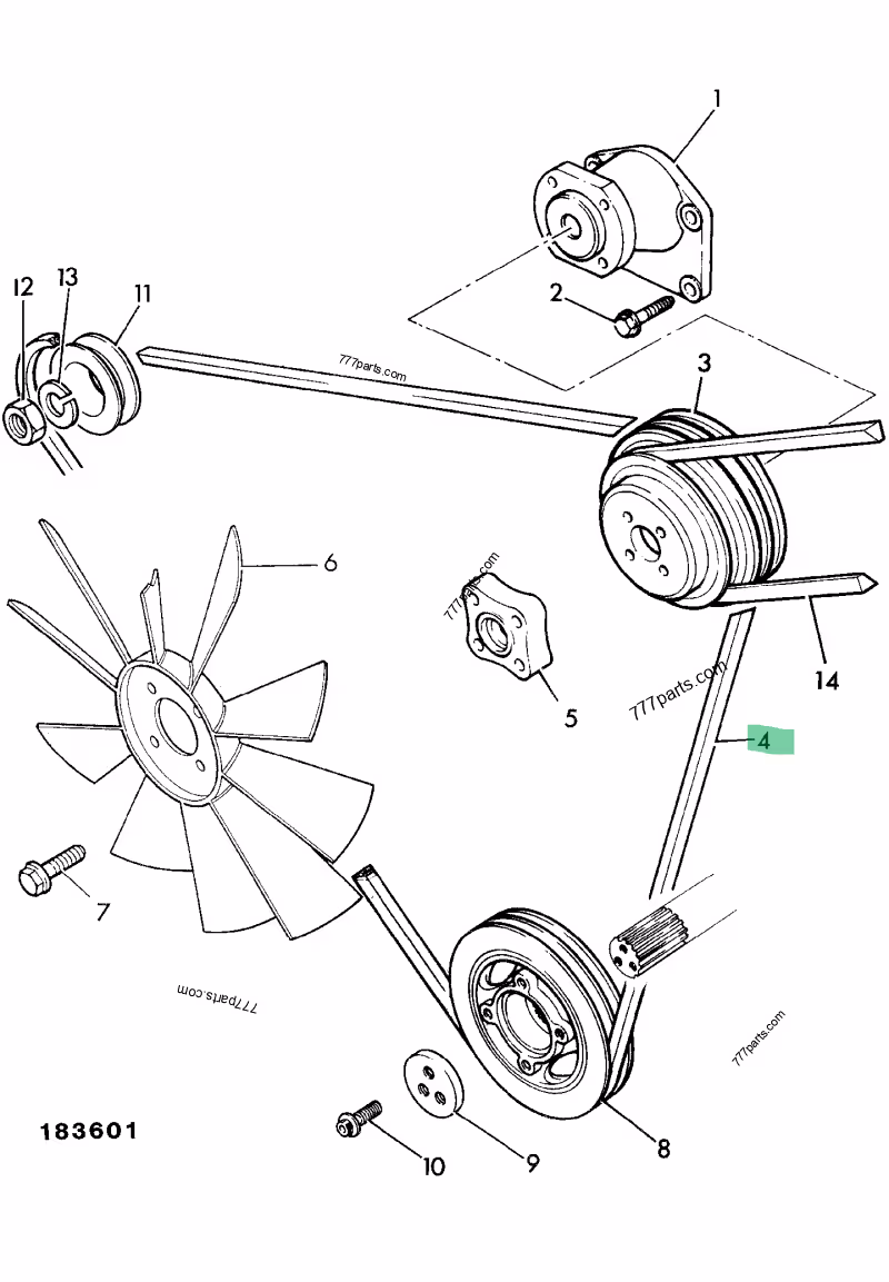 Courroie de ventilateur JCB ref 01/117901