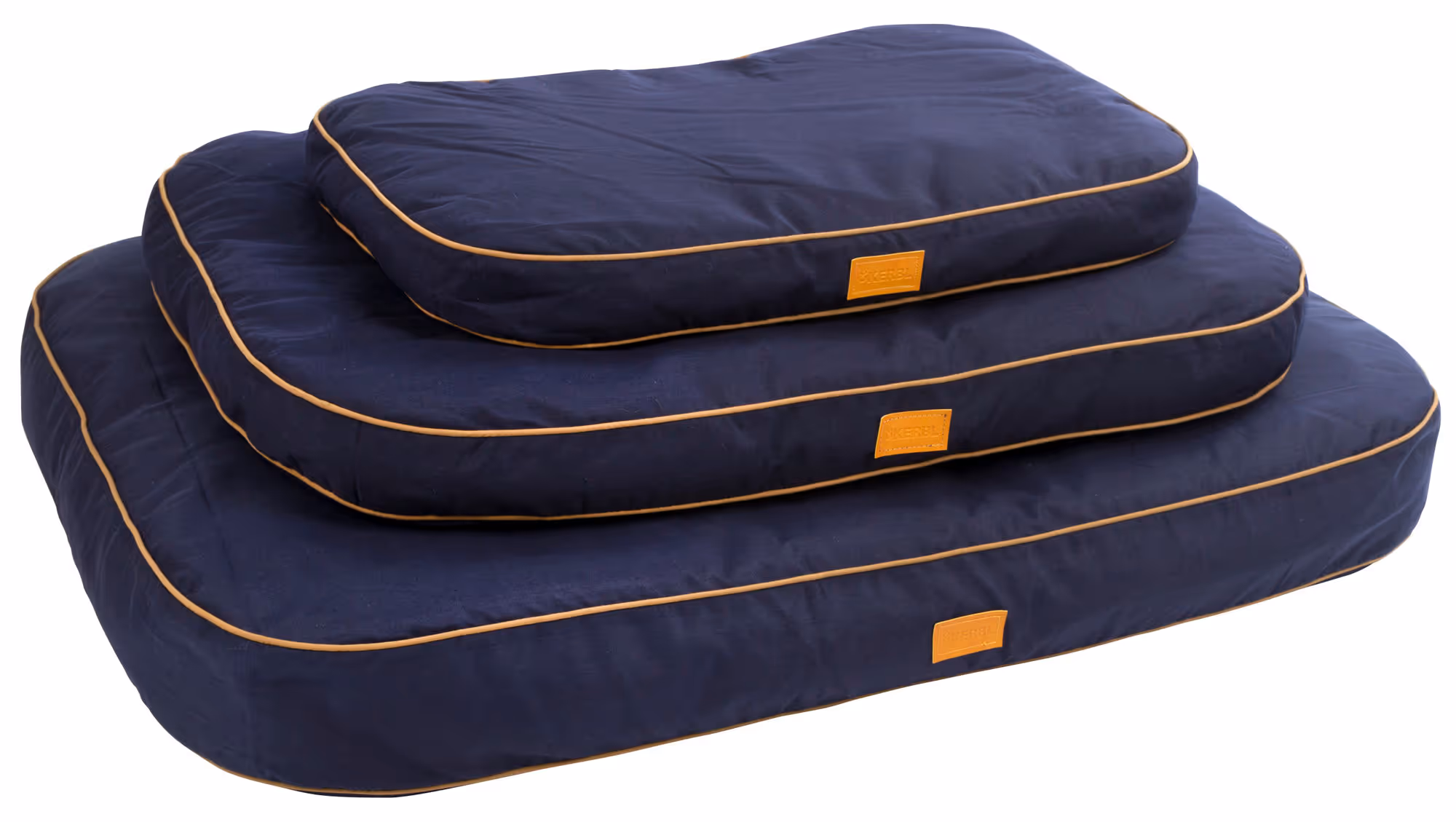 Coussin Jerome bleu foncé/cognac, 80X60X6cm