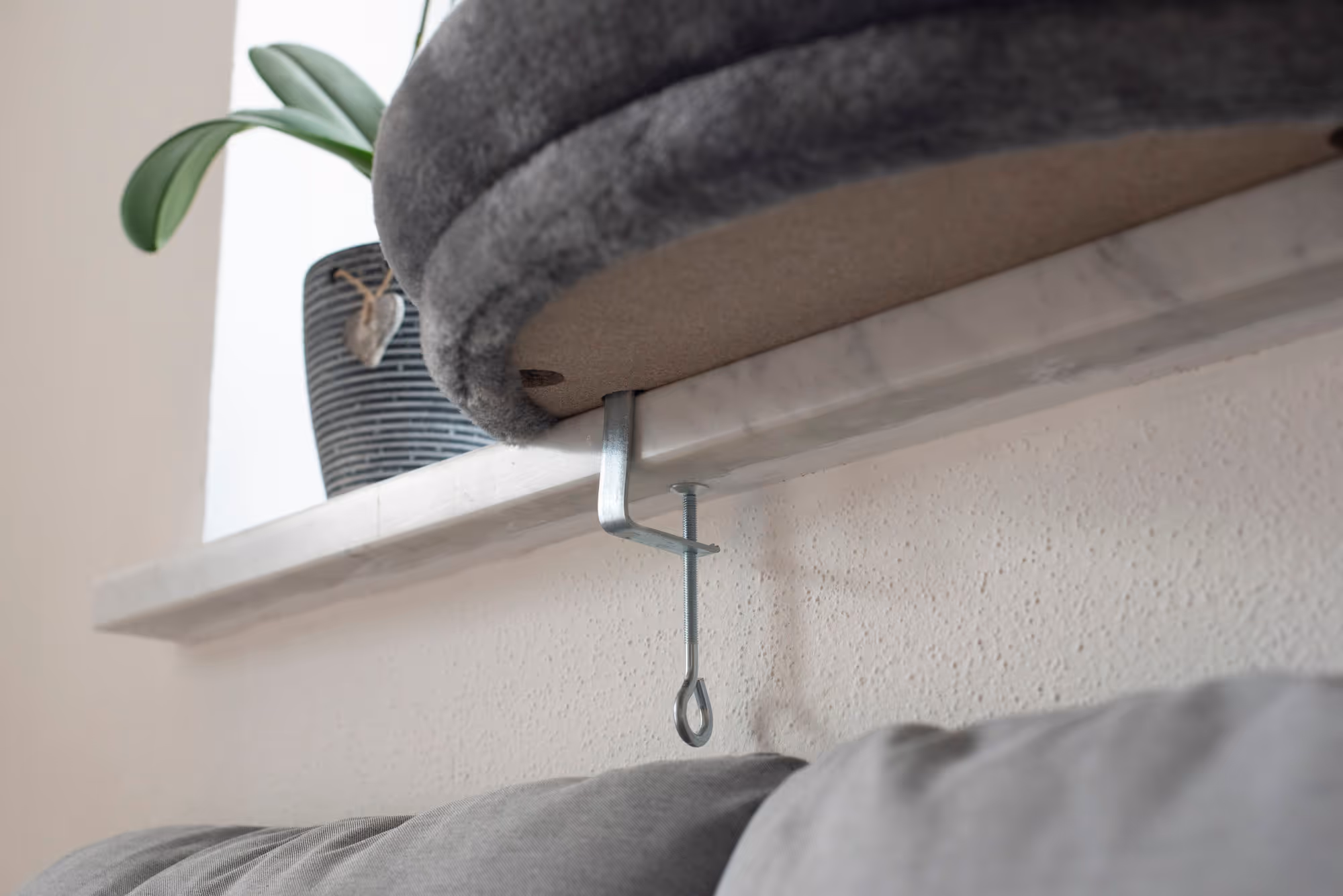 Coussin pour fenêtre gris, 55X35x10cm