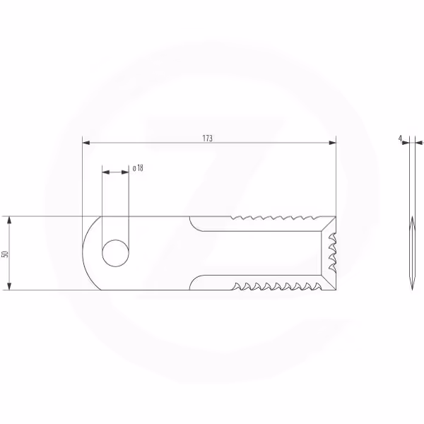 Couteau de broyeur Fée - 173 x 50 x 4 mm avec Alésage 18 mm - Universel