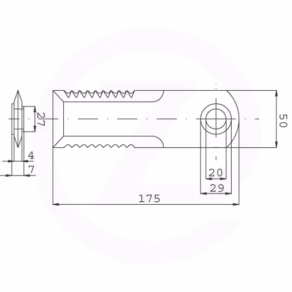Couteau de broyeur Fée - 175 x 50 x 4 mm avec Alésage 20 mm - Universel