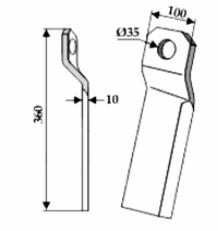 Fleau broyeur torsadé long gauche Ungarn 221-RZ3 Adaptable