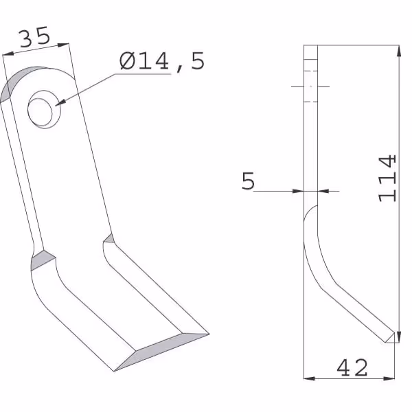 Fleau broyeur 114x35x5mm Adaptable