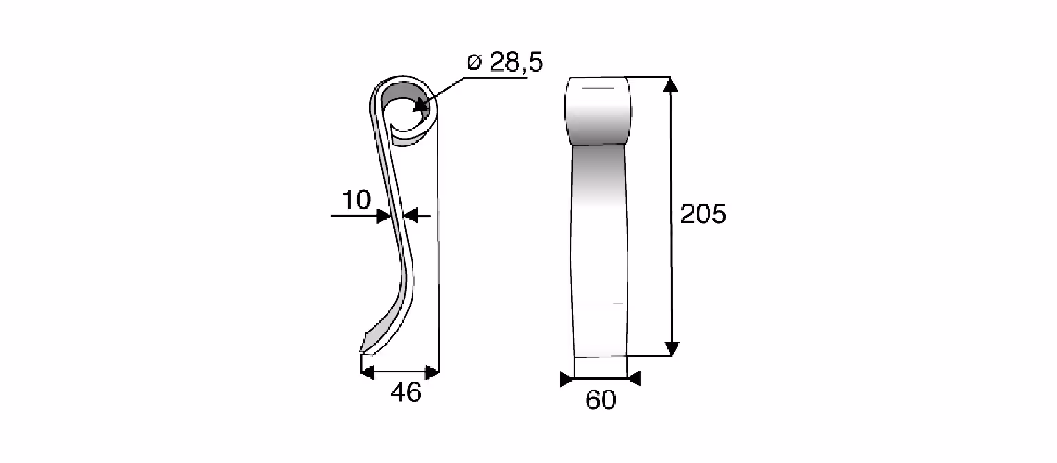 Couteau de broyeur type Nicolas adaptable