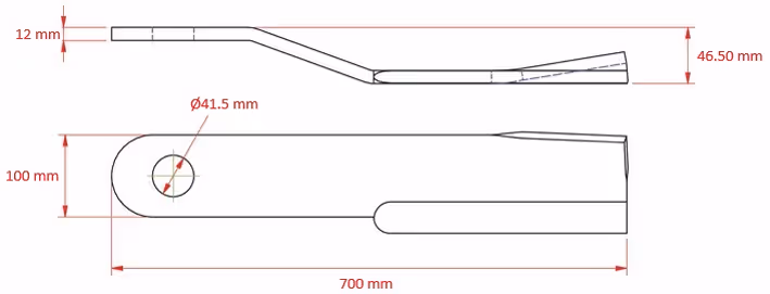 Couteau de gyrobroyeur 700x100x12 mm Gyromass