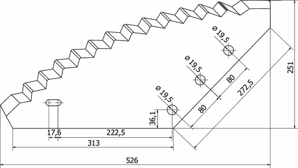 Couteau de mélangeuse tungstène 527x240x6mm pour mélangeuse Bélair