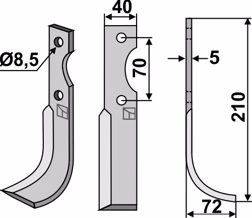 Couteau, modèle droit Adriatica HP 8-10 Adaptable