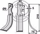Lame fraise rotative Droite Hako 90-05836-3 Adaptable