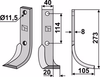 Lame fraise rotative Howard Droite 9942 Adaptable