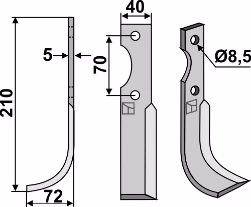 Lame fraise rotative Gauche Adriatica HP 8-10 Adaptable
