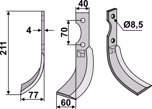 Lame fraise rotative Gauche S.E.P. 430/450 - 215668 Adaptable