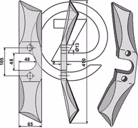 Couteau herse roulante Rabe Droit 64392602 SSG-37-R-V Adaptable