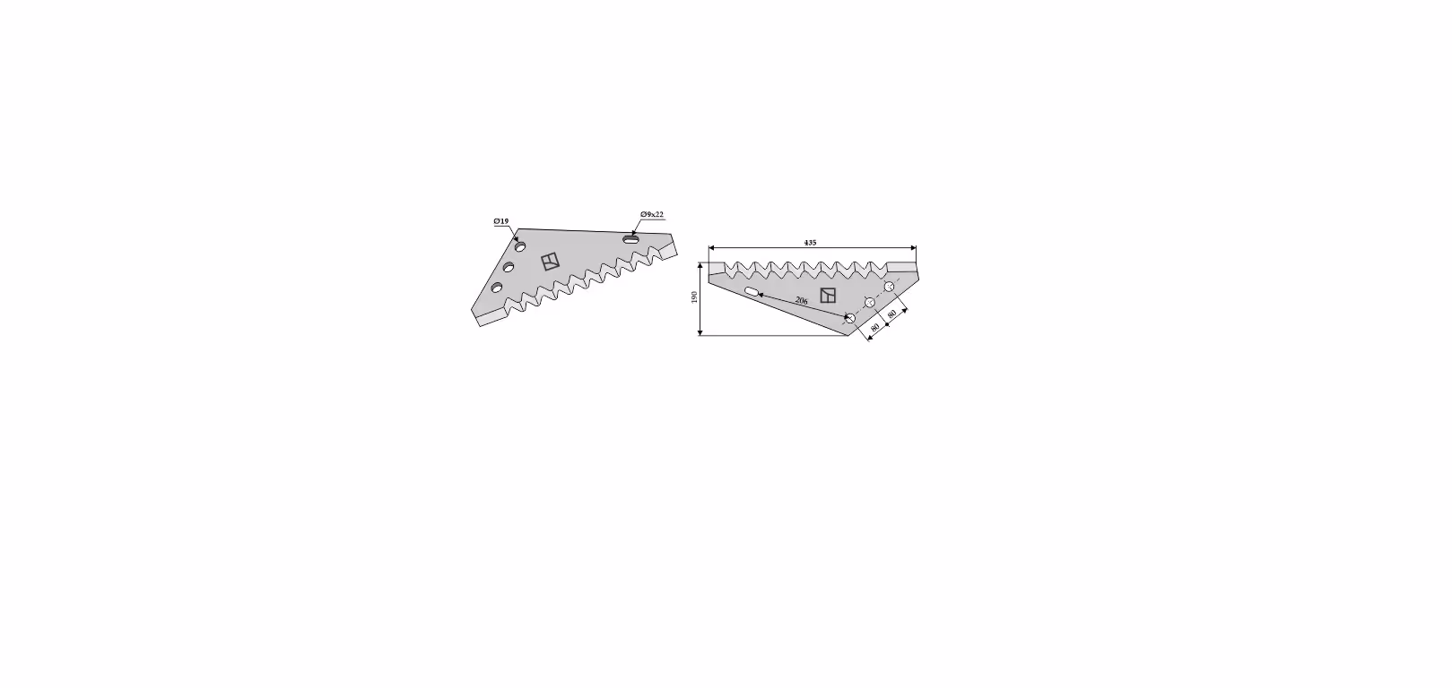 Couteau au tungstène pour mélangeurs de fourrage Mutti Roller k adaptable