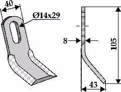 Fleau broyeur Forges Gorce 105x40x8mm 901068 Adaptable