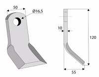 Couteau Y 120x50x10mm Ø16.5mm
