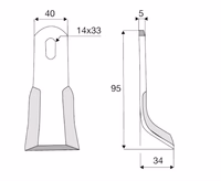 Couteau Y 95x40x5 mm