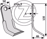 Fleau broyeur Humus 59092385 Adaptable