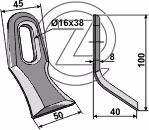 Fleau broyeur Norémat 103059, JTR015 Adaptable