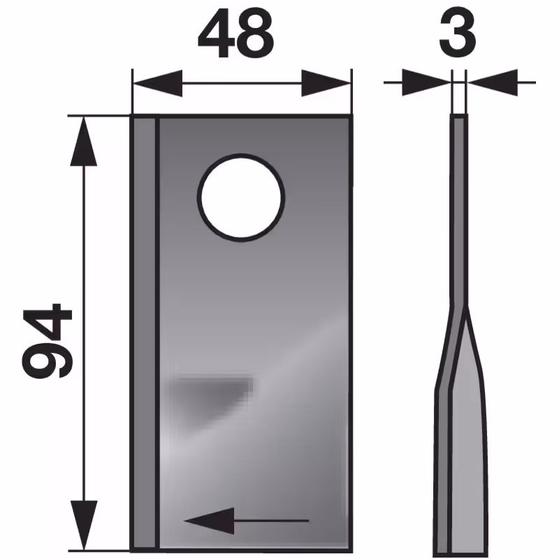 Couteau faucheuse droit T-673 R, 025040 Adaptable