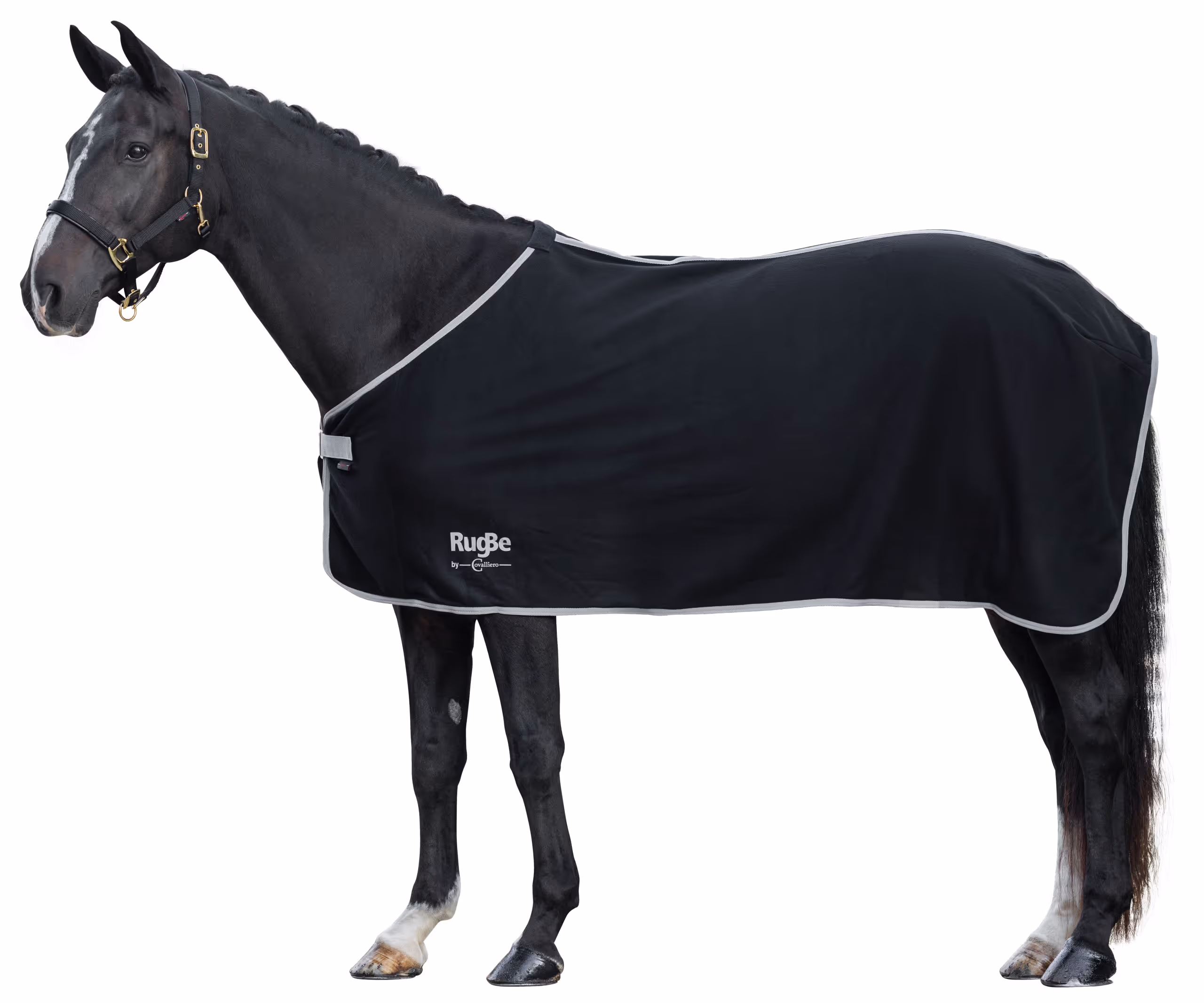 Couv. polaire RugBe Economic noire, 115 cm