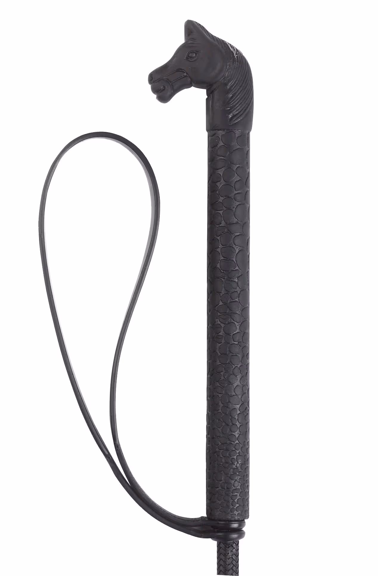 Cravache d'équitation noire, 90 cm
