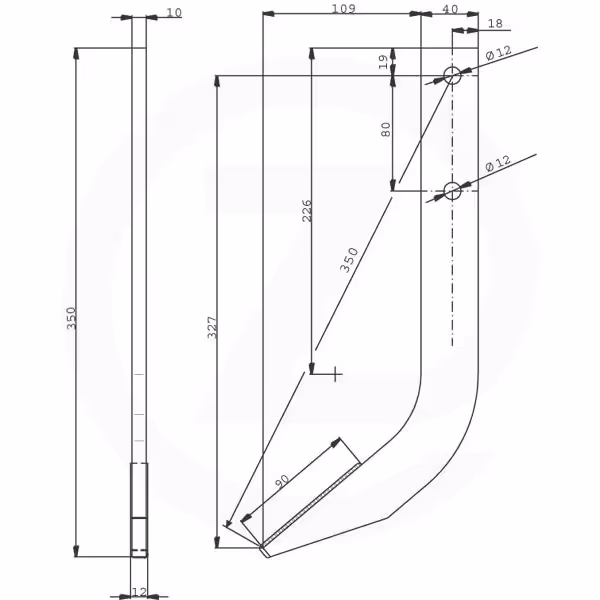 Dent rotalabour rechargée 350x40x10mm Adaptable