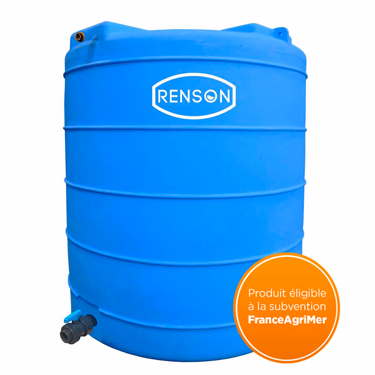 Cuve à eau 10000L verticale bleue en PE pré-équipée