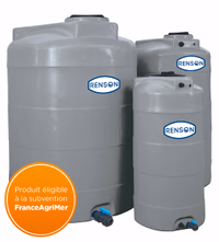 Cuve à eau 1000L verticale grise en PE pré-équipée