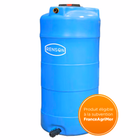 Cuve à eau 300L verticale bleue en PE pré-équipée