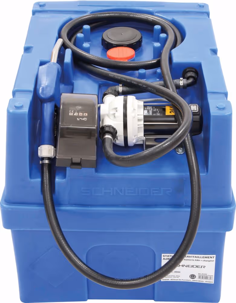CUVE RAVITAILLEMENT AD BLUE 200L + POMPE ET PISTOLET AUTO- LI-ION BATTERIE 4Ah
