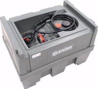 CUVE RAVITAILLEMENT GASOIL 450L + POMPE ET PISTOLET MANUEL SANS CAPOT GRISE