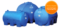 Cuve stockage horizontale bleu en pe 1500l