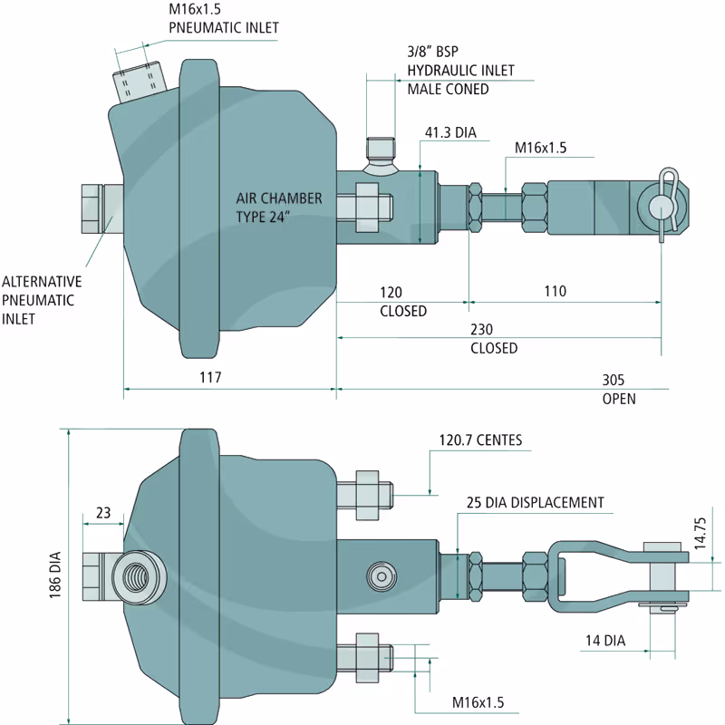 Cylindre de frein hydropneumatique T24-2