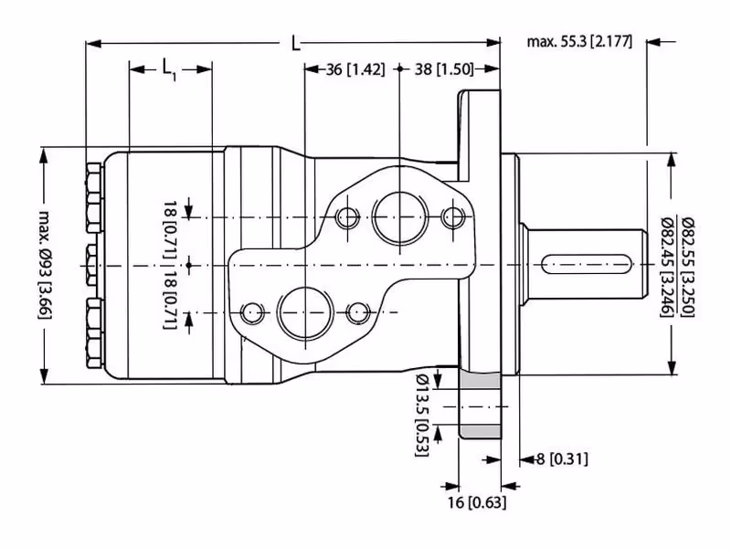 Danfoss Moteur hydraulique OMP50 50cc rev avec 25mm Claveté Type d'entrainement