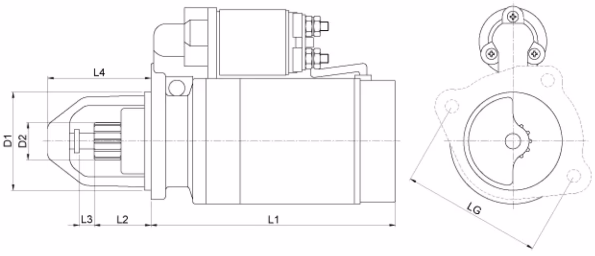 Démarreur 12 v - 3 kw - 10 z