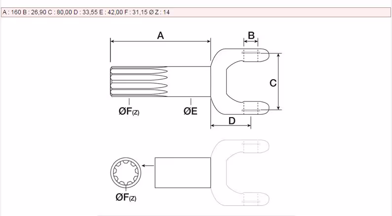 Demi arbre pont avant FIAT 5191549 adaptable