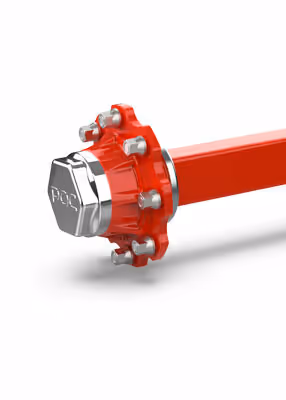 Demi-essieu sans freins carré de 70mm 6 goujons et voie de 500mm type X