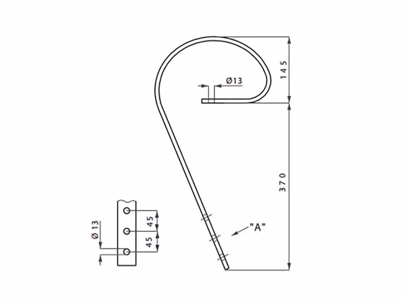 Dent 45x10mm Correspond à: 201787 3 HOLE
