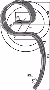 Dent à grand ressort "Mammuth" 80x12 mm sans soc