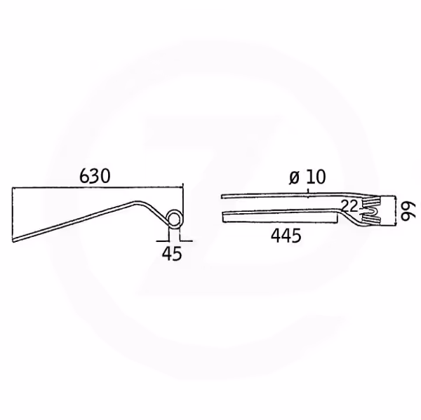 Dent andaineur Krone extérieure Droite Adaptable
