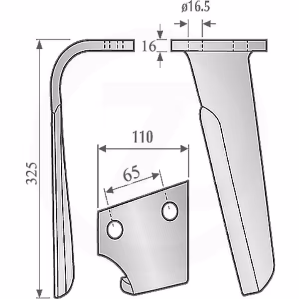 Dent de herse rotative Sulky Droite 980146 Adaptable