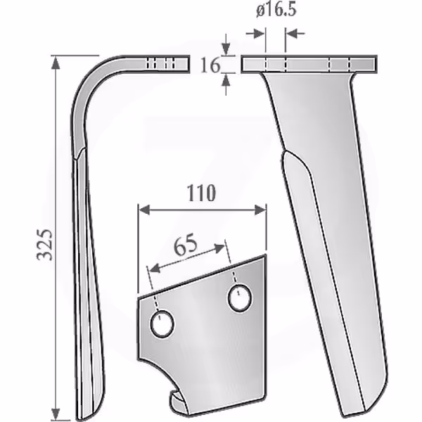 Dent de herse rotative Sulky Gauche 980145 Adaptable