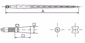 Dent de chargeur droite 810 mm 35 mm Adaptable