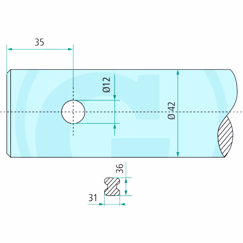 Dent de chargeur droite Ø42 mm L1100 mm SHW