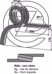 Dent cultivateur en spirale Droite Adaptable